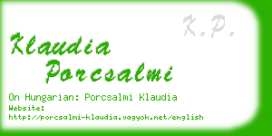 klaudia porcsalmi business card